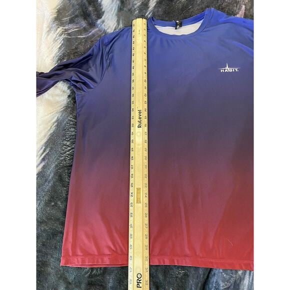 Mens Sz 2XL Habit LS Solar Factor Blue Ombre Flag Graphic Kayak, Outside, Fish - Picture 8 of 8